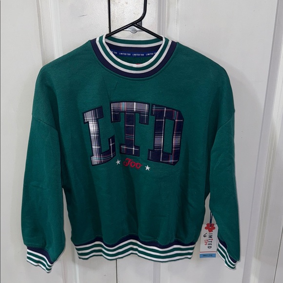 Limited Too Green Sweatshirt with Plaid Lettering - Picture 1 of 3